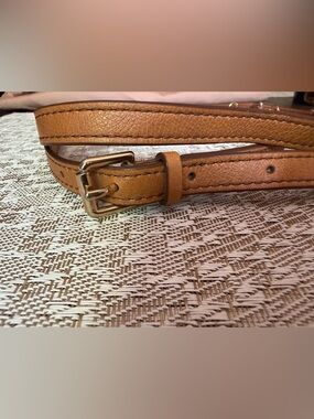Crossbody purse strap butterscotch brown and gold